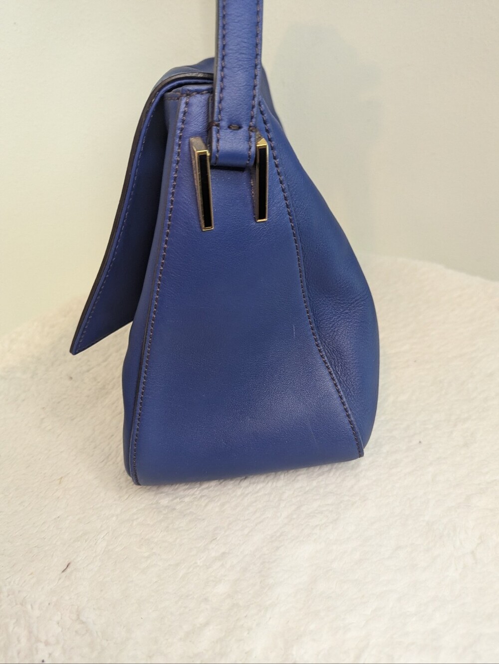 Fendi Cobalt Blue Leather Mama Forever Be Baguette Flap Shoulder Bag - Picture 6 of 16
